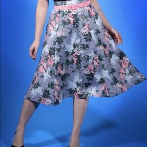 Pinup Couture Viva Skirt J’Adore Paris Grey Bella Roses 3x